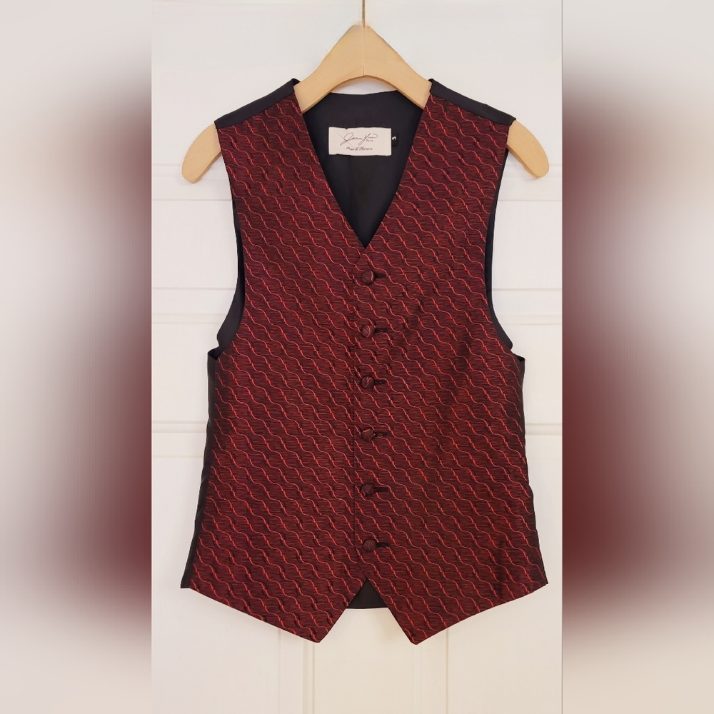Elegant Red & Black satin vest by Jean Yves Paris young men's size Small